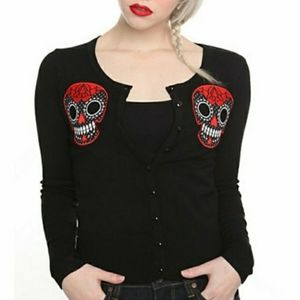 Too Fast Dia De Los Muertos Sugar Skull Cardigan